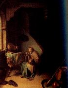 Gerrit Dou An Interior,with an old Woman eating Porridge (mk33) oil on canvas